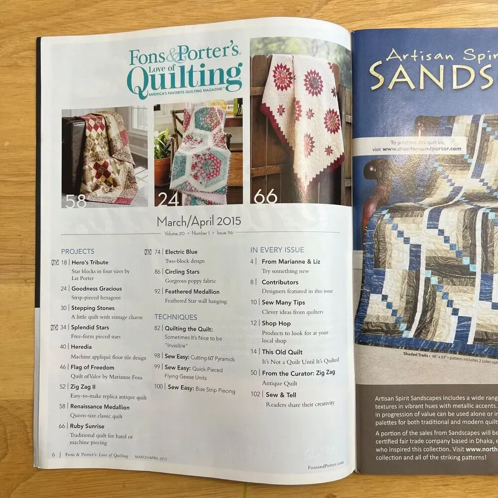 Fons and Porters Love of Quilting Magazine Lot of 3 from Spring Summer 2015